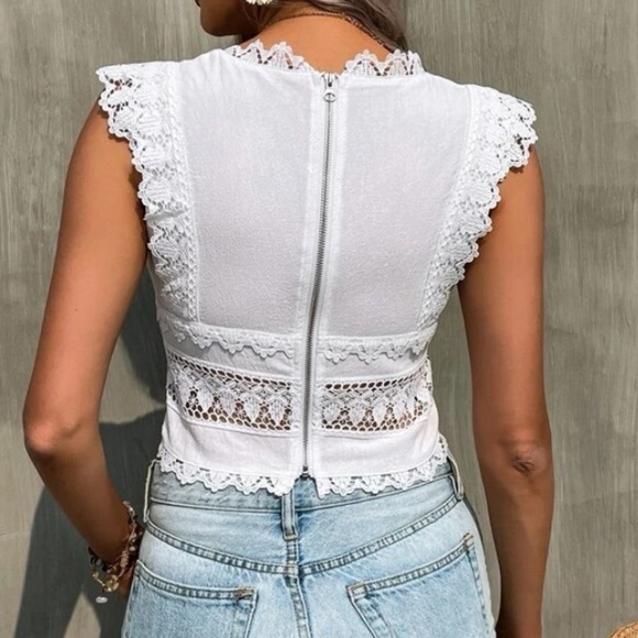 White crop top zipper back - Picture 5 of 5